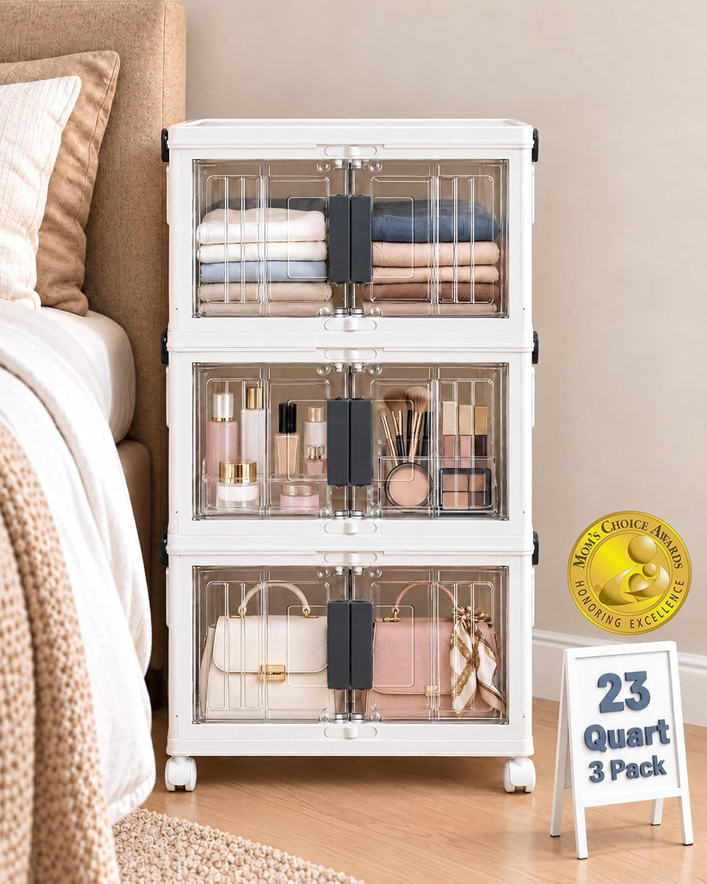 OlarHike 23QT Storage Bins with Lids for Closet, Office, Room, 3 Pack