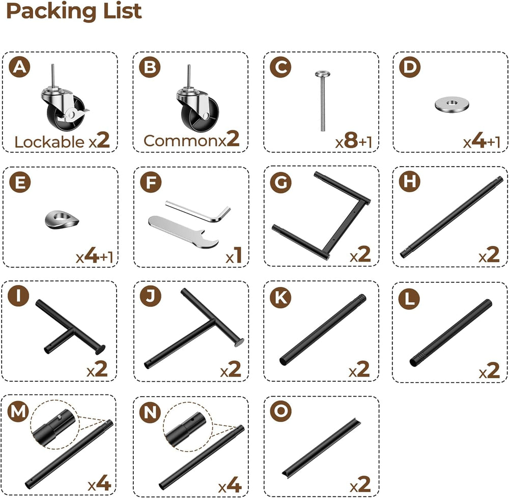 HYSEYY Clothes Rack, Double Rods Rolling Clothing Rack for Hanging Clothes, P...