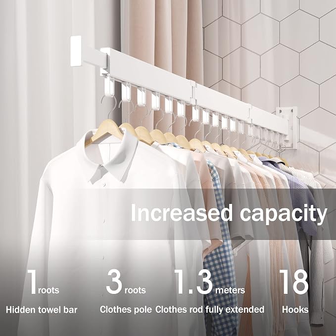 Clothes Drying Rack, Laundry Drying Rack, Clothes Rack Wall Mount, Wall Mounted