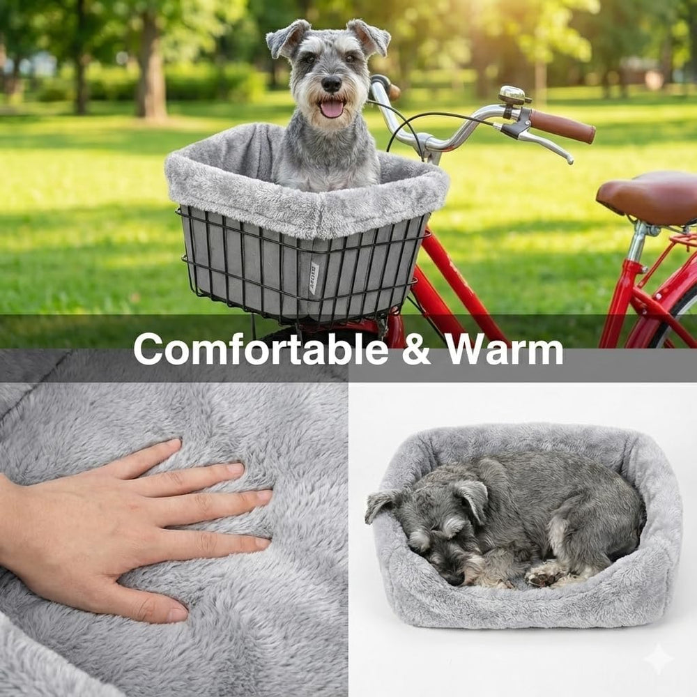 ANZOME Dog Bike Basket Liner, Soft Sherpa Padded Cover, Grey