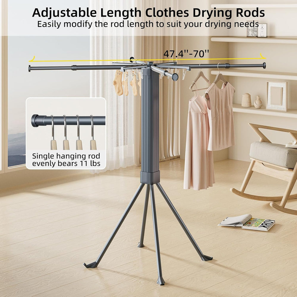 BIREN Clothes Drying Rack Foldable Extending Laundry Rack with 16 Clips Colla...