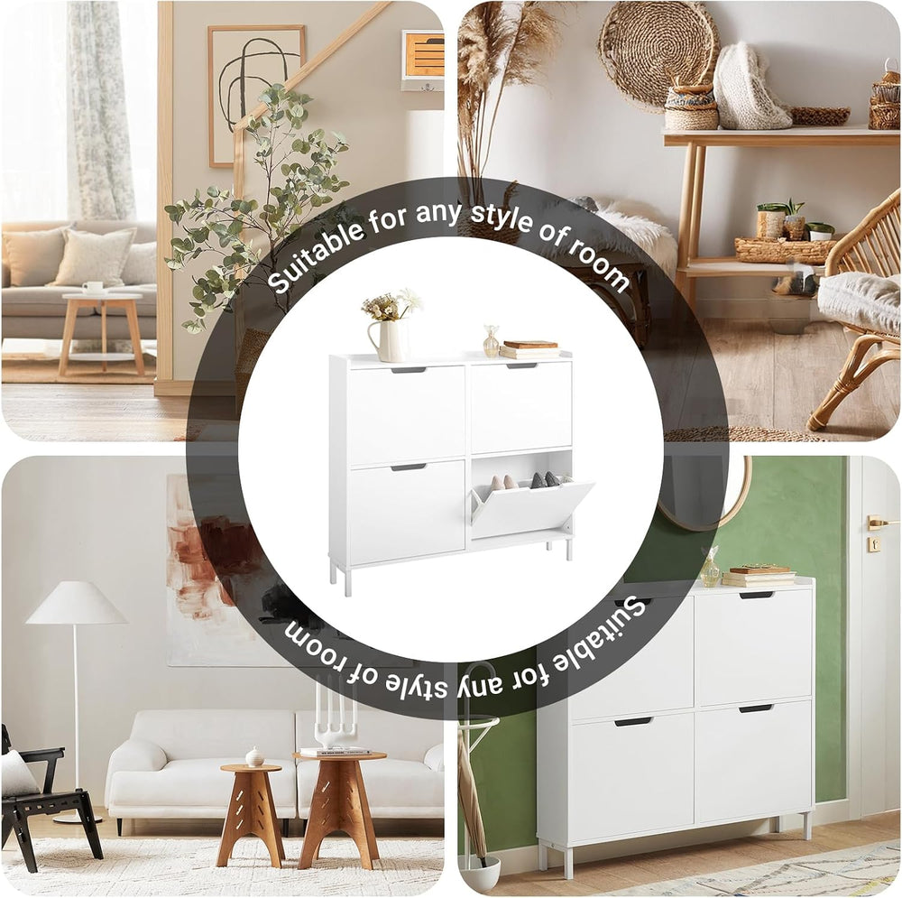 Haotian Ultra Thin Shoe Cabinet with 4 Flip-Drawers