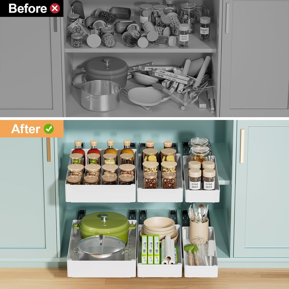 Delamu 3 Pack Pull Out Cabinet Organizer, 15.7"Deep Pull Out Drawers for...