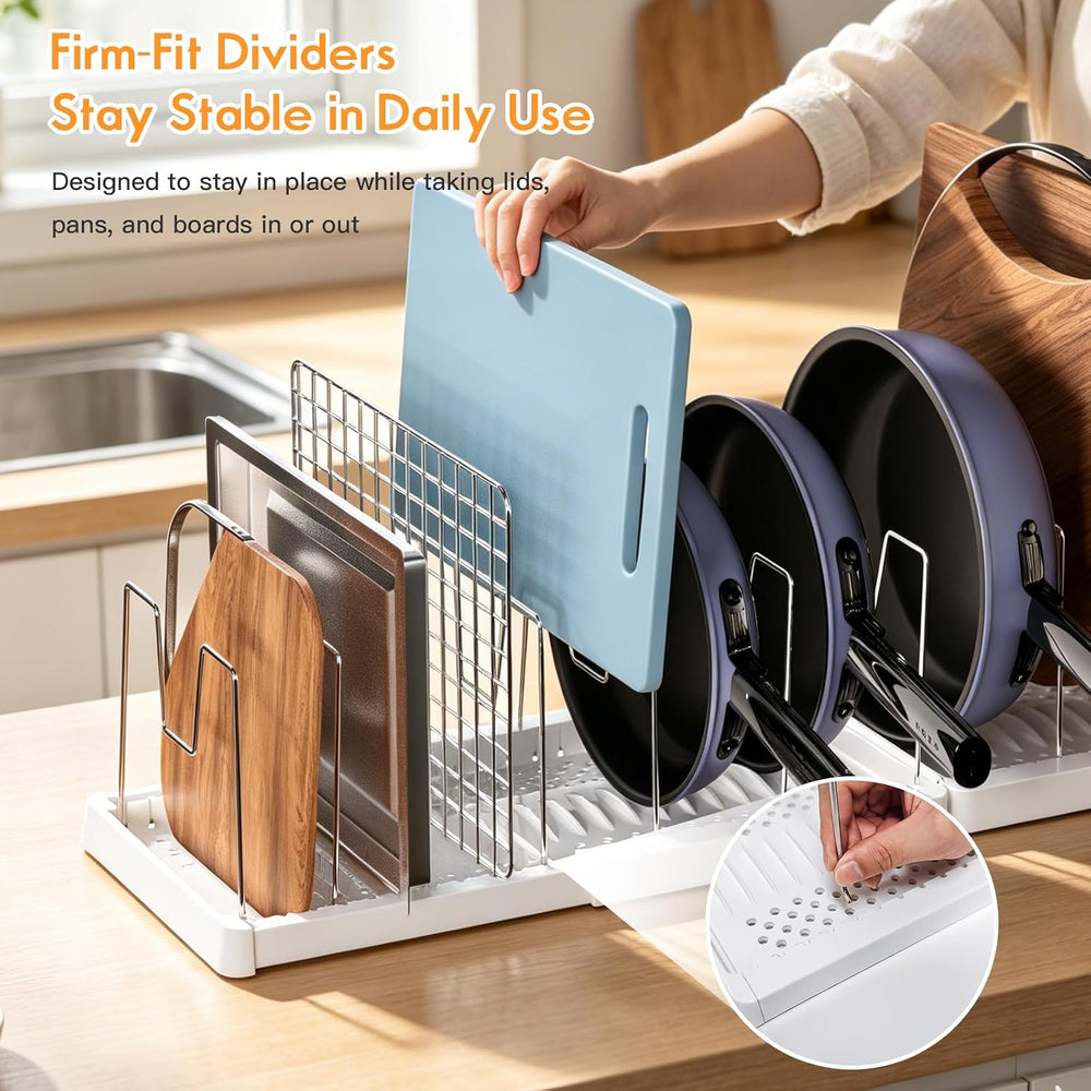 seasky 2-Pack Expandable Pots Pans Lid Organizer Under Cabinet 24 Dividers