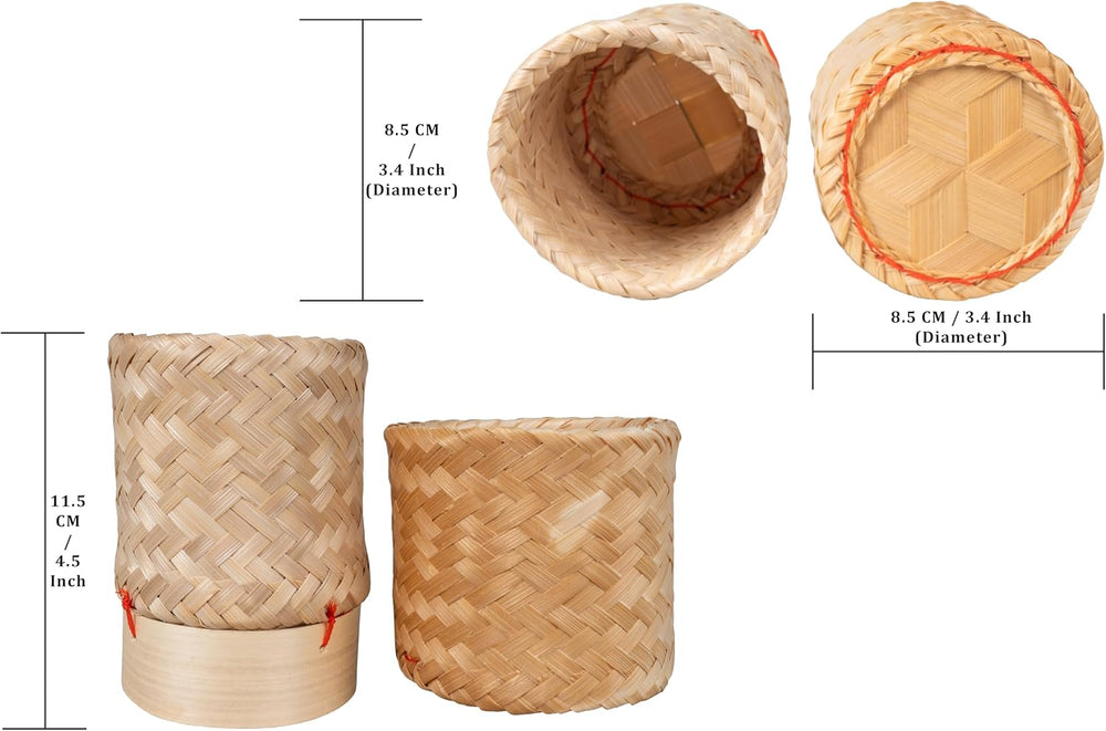CCcollections Traditional Handmade Bamboo Sticky Rice Basket Sets, Authentic ...