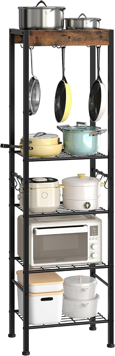 CHOEZON 5-Tier Pot Rack, Floorstanding Pots and Pans Organizer, Kitchen Baker...