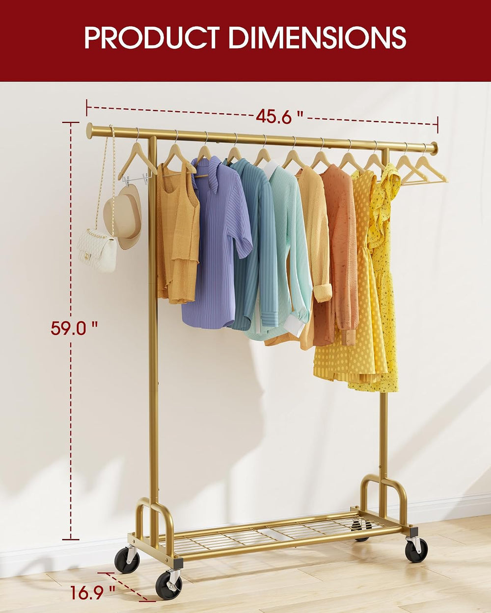Sakugi Clothes Rack - Large-Capacity Clothing Racks for Hanging Clothes with ...