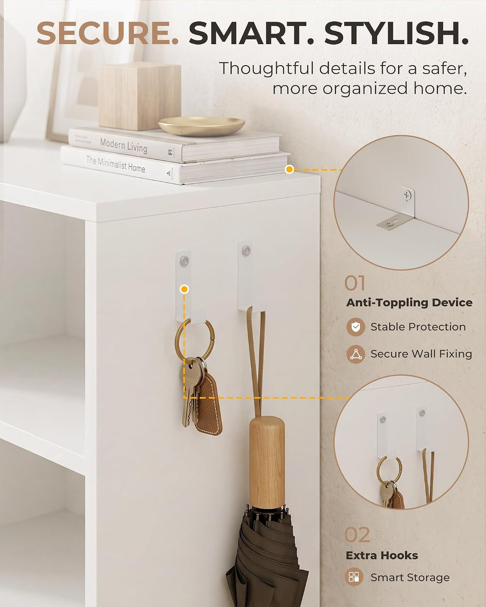 GRUSIGN Shoe Cabinet for Entryway with 3 Flip Drawers, Narrow Shoe Storage Ca...