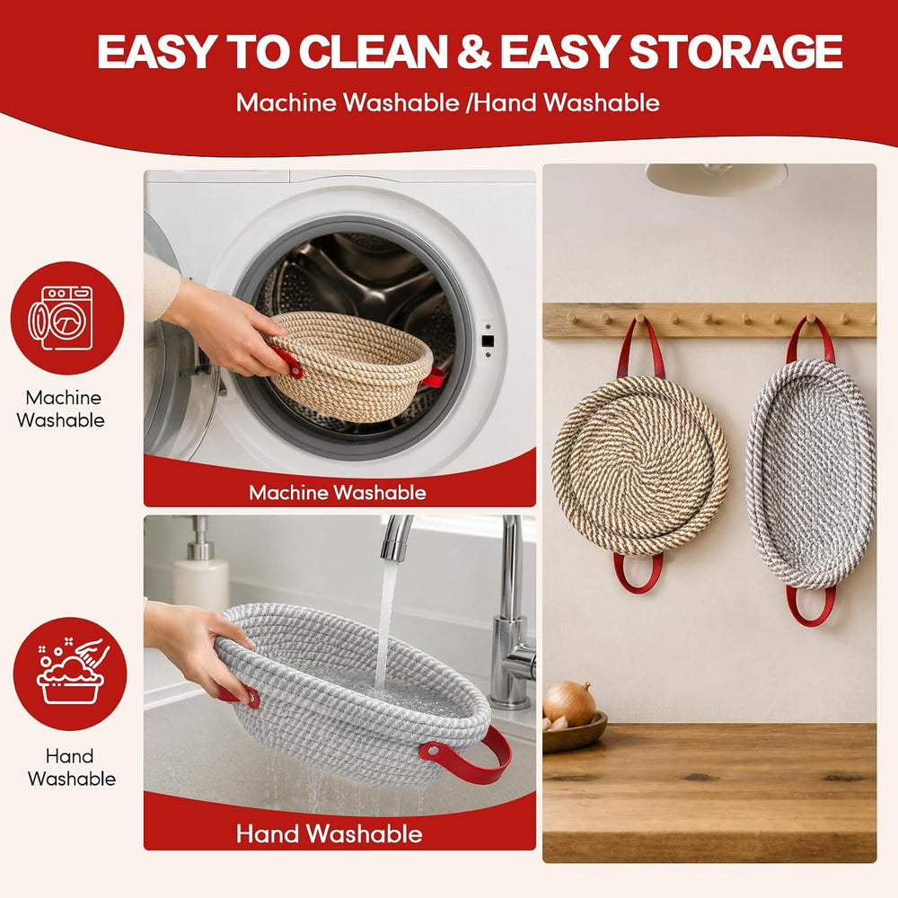 Banneton Bread Proofing Basket, 9" Round & 10" Oval Cotton Rope...