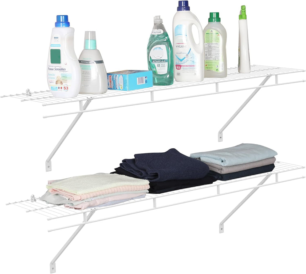 HAUSHOF 4 Pack Closet Shelves Wall Mounted, 4 ft x 12 in Wire Shelf Kit