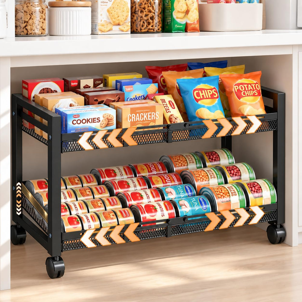 Upgrade 2-Tier Expandable Rolling Pantry Storage Cart with Wheels Tilt‑Mode
