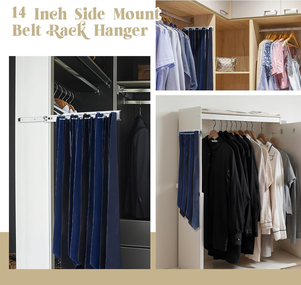 Blulu 1 Pcs 13.8'' Sliding Tie Rack Hangers for Closet, 25 Tie Each, ...