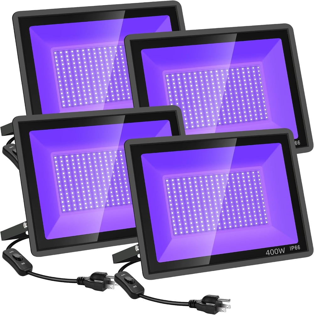 YANYCN 4 Pack 400W LED Black Light,Black Flood Light Outdoor with Plug and Sw...