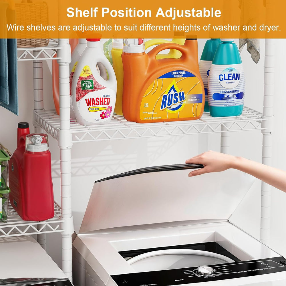 ULIFHOME U14 Medium Over the Washer and Dryer Shelves, 4 Tiers Laundry Room S...