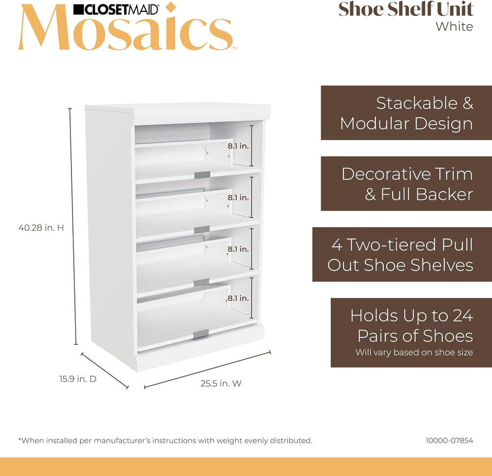 ClosetMaid Mosaics 3 Shelf Closet Organizer, 25.5" W, White