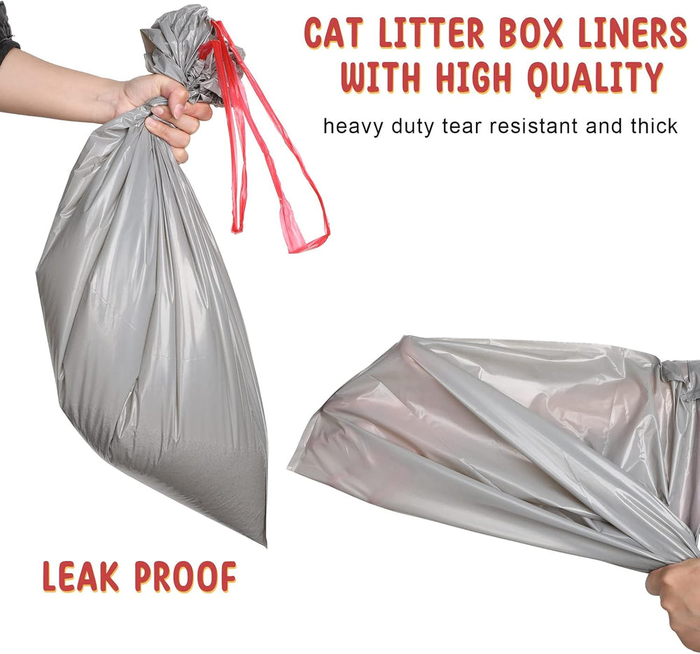 Tinlade 50 Count Jumbo Cat Litter Box Liners,39 x 22 Inch,Gray, Red