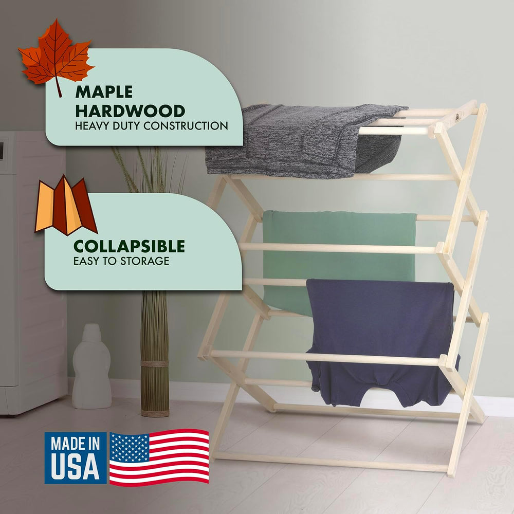 Pennsylvania Woodworks Premium American Maple Clothes Drying Rack - Handcraft...