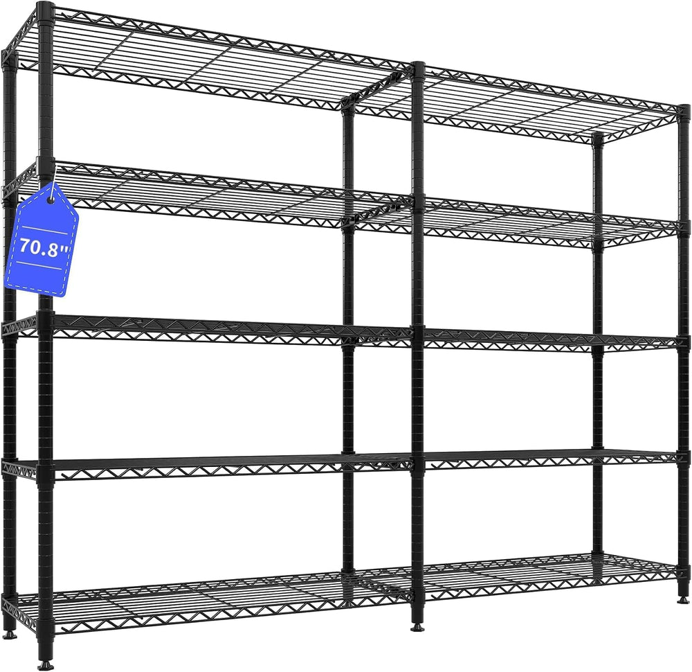 Garvee 71" Wide Storage Shelves Metal Shelving Units 5 Tier, 1325LBS
