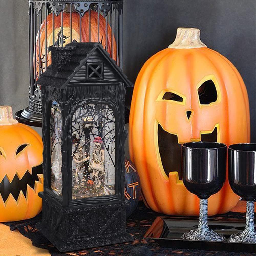 Eldnacele Halloween Ghost Projection Snow Globe Lantern with 6-Hour Timer, Li...