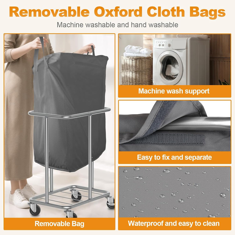 Laundry Basket with Wheels, Rolling Laundry Hamper, 46 Gallons (170L), Remova...