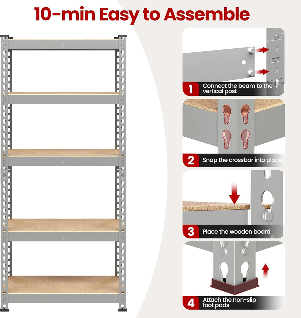 Yaheetech 5-Tier Heavy Duty Storage Shelves 28"W x 12"D x 60"H...