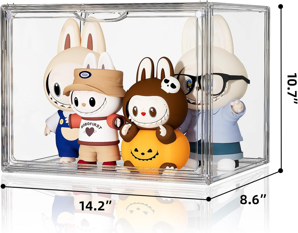 HOYOJA Clear Acrylic Display Case, Large Stackable Storage Bins Magnetic Attr...