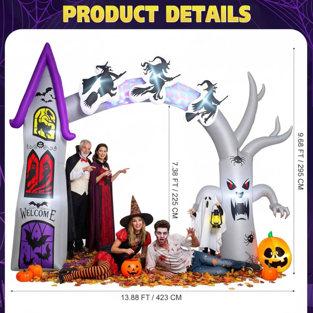 Capoda 14FT Length X 10FT Tall Halloween Inflatable Arch with LED Lights