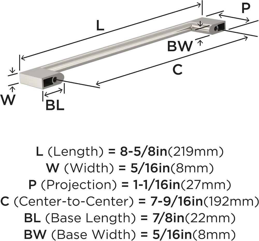 Amerock 10 Pack 7-9/16" Cityscape Satin Nickel Drawer Pull