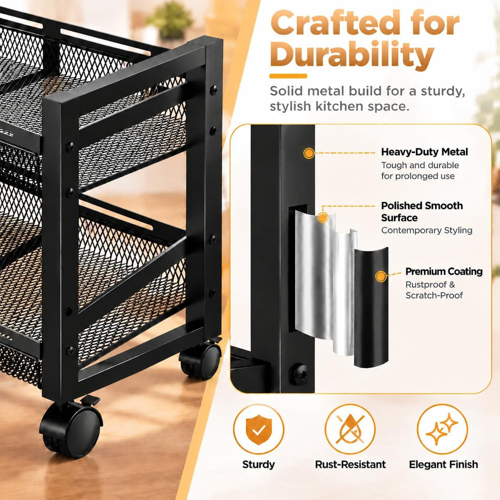 Upgrade 2-Tier Expandable Rolling Pantry Storage Cart with Wheels Tilt‑Mode