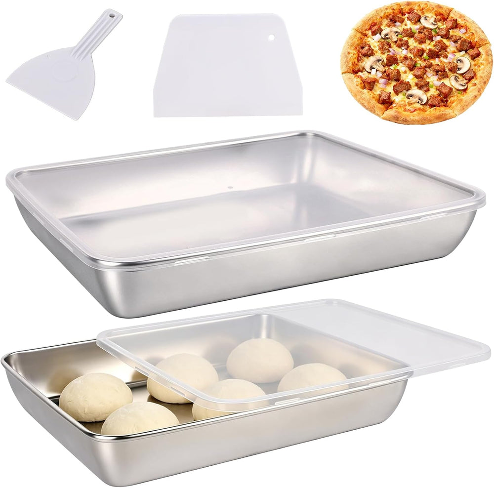 2 Pack Pizza Dough Proofing Box, 6L Large Capacity Stainless Steel Food Stora...
