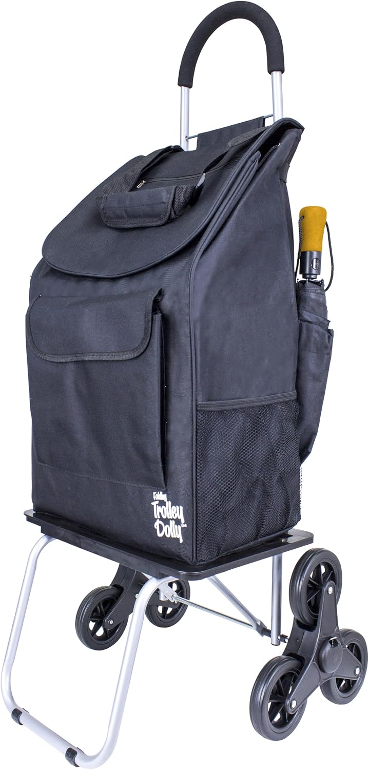 dbest products Stair Climber Bigger Trolley Dolly, Black Grocery Shopping Fol...