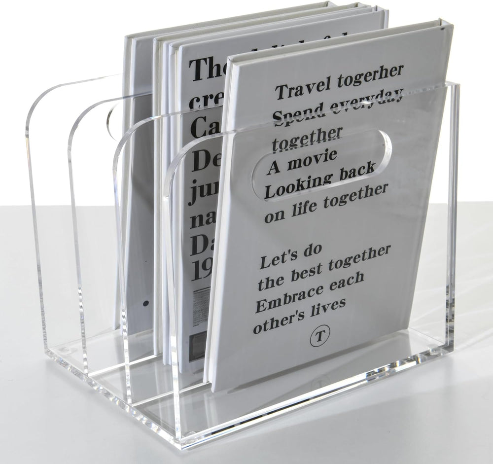 Clear Acrylic Organizers - 3 Vertical Compartments Acrylic Folder Organizer &...