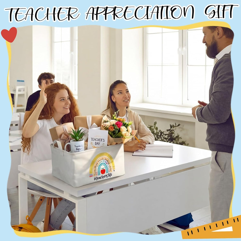 Breling 4 Pcs Teacher Appreciation Gift Basket Empty Best Teacher Ever Storag...