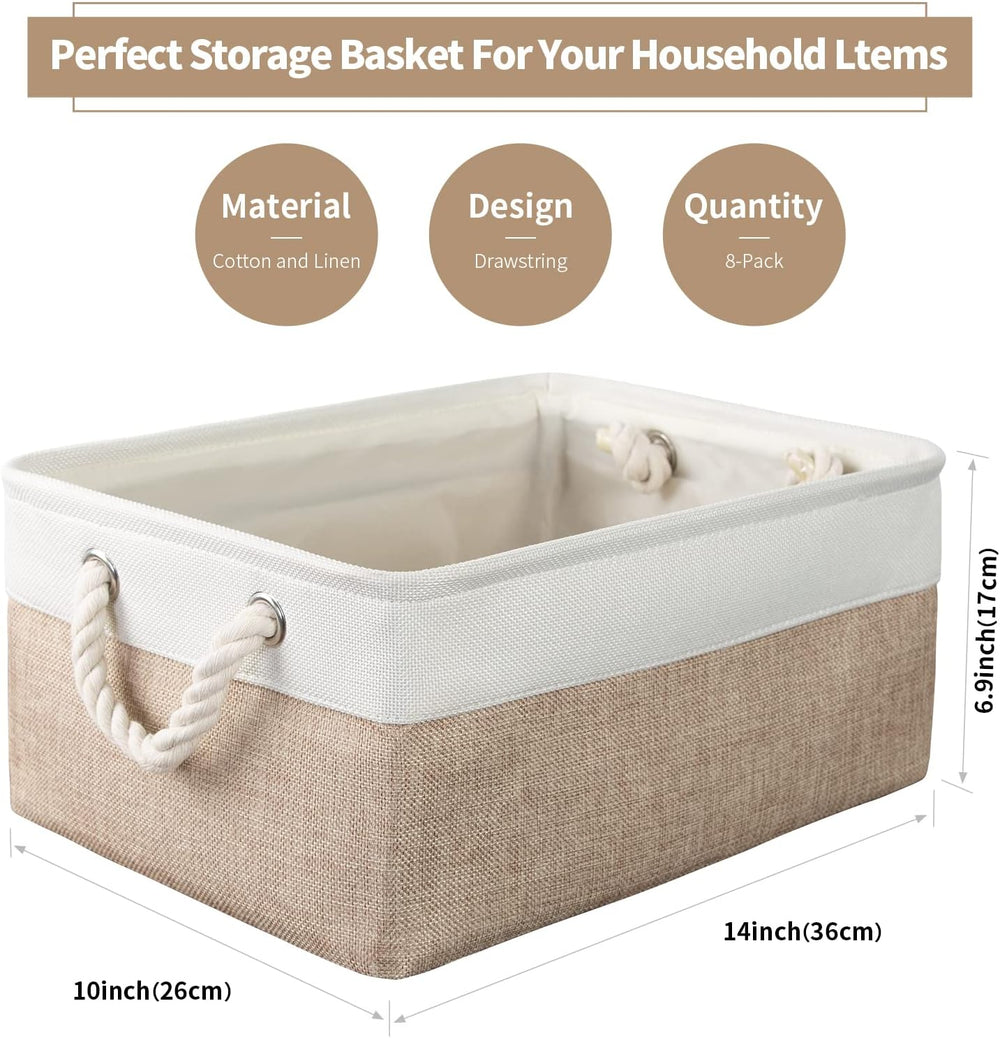 8 Pack Storage Basket Bins - Decorative Baskets Bulk Storage Box Cubes Contai...