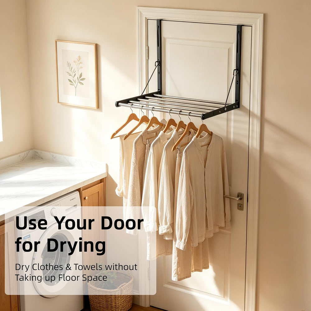 Over the Door Drying Rack, Adjustable Length Clothes & Towel Rack