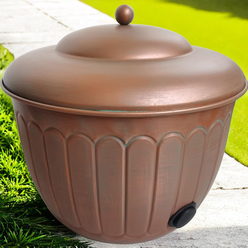 BSTGIFTS Garden Water Hose Holder - Decorative Metal Pot, Metal Hose Storage ...