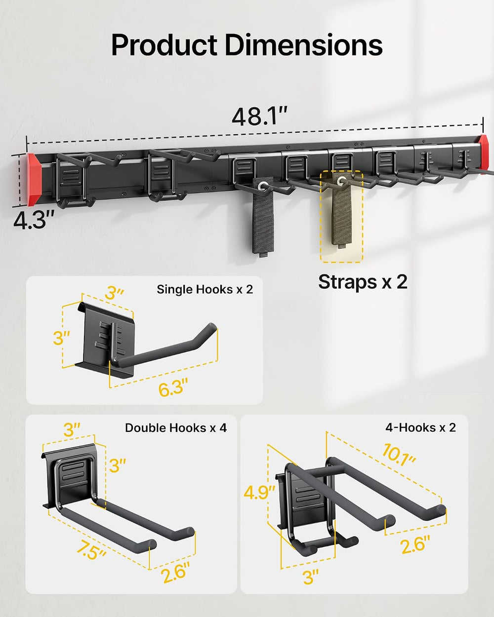 monTEK 48" Garage Tool Organizer Wall Mount, 500 LBS Heavy Duty Tool Rack