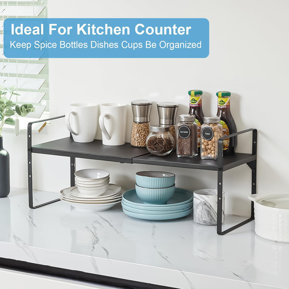 15.5 to 25.5 Inch Kitchen Cabinet Shelf Organizers, Adjustable Kitchen Counte...