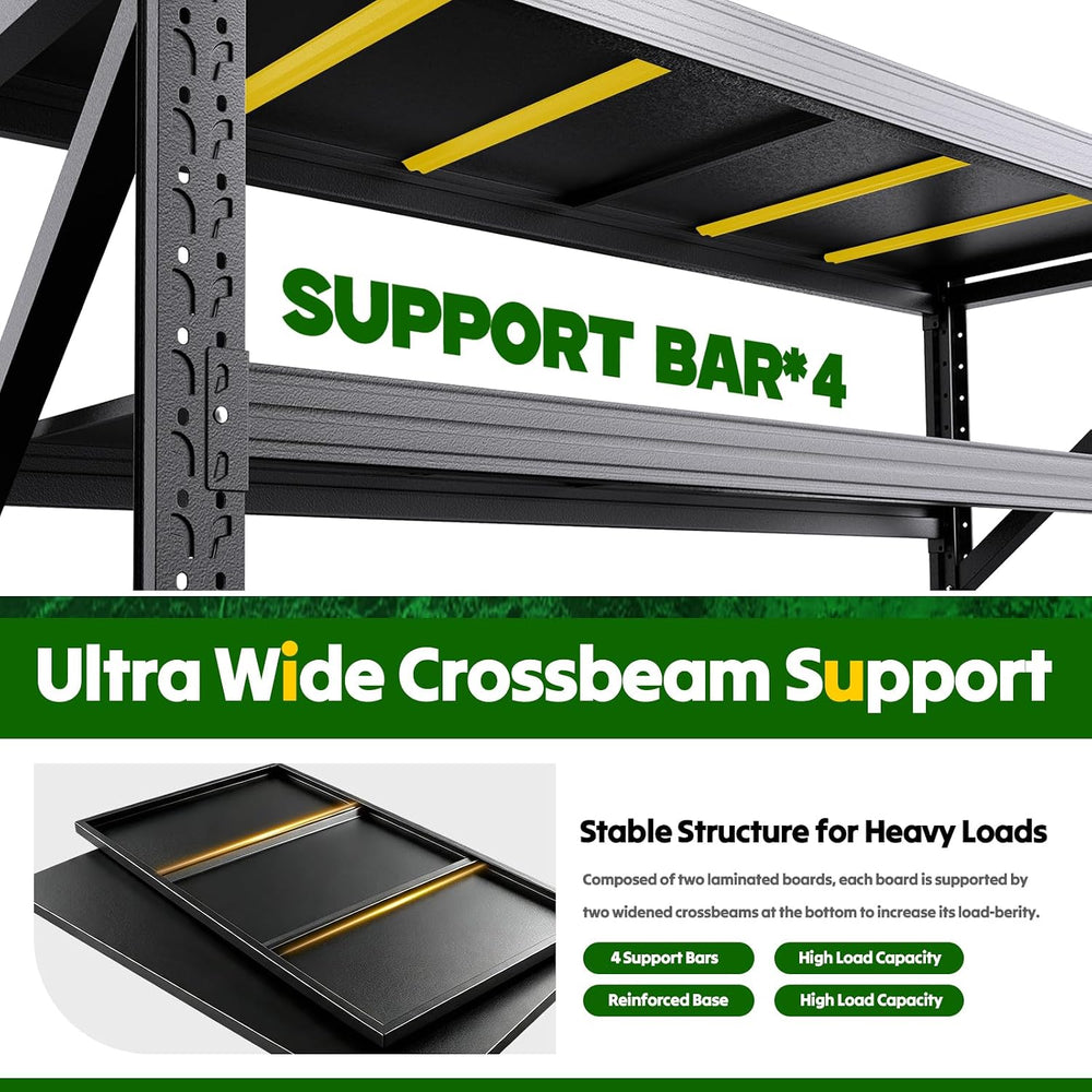 79"W Garage Shelving Heavy Duty Shelves, 4-Tier Garage Storage Shelves, ...