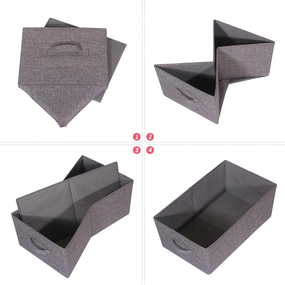 TENABORT Set of 5 Closet Organizer Bins with Handle, Fabric Foldable Storage ...