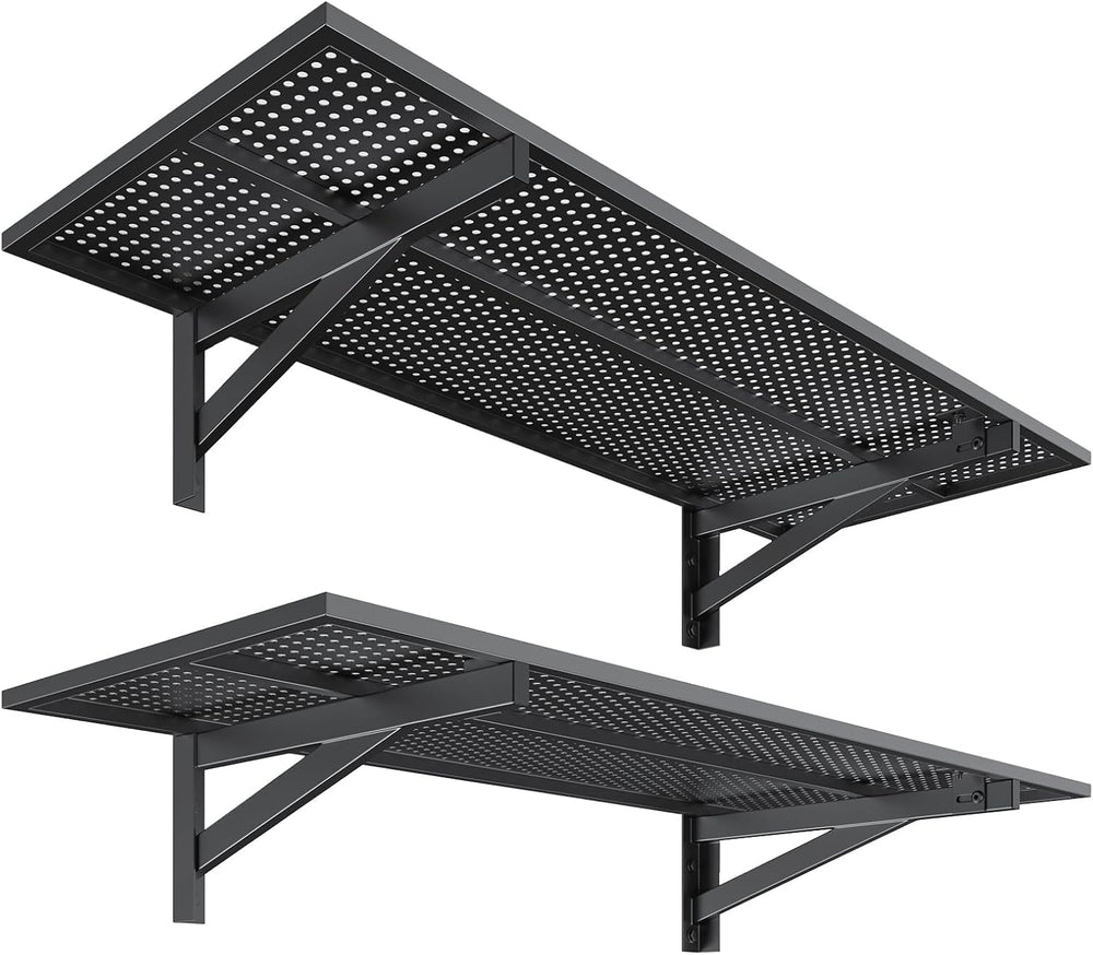2 Pack Garage Wall Shelving, 1.5x4ft, 700LBS Integrated Wall Shelves