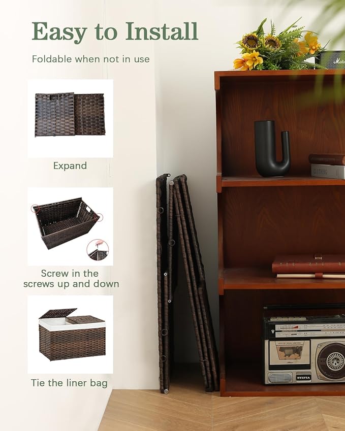 Storage Basket with Lid Wicker Baskets