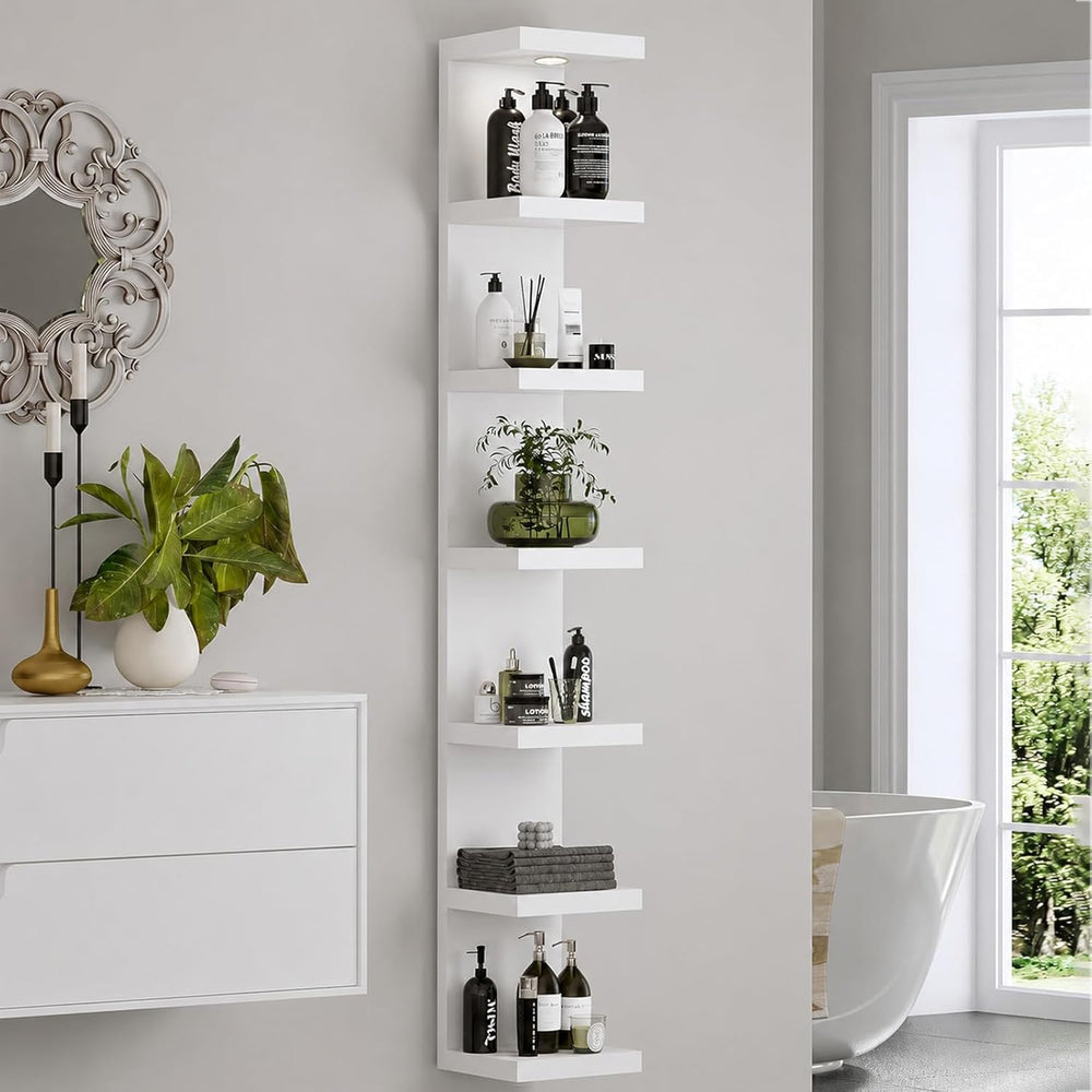 LitaEther Versatile 7 Tier Wall Shelf Unit,White Lack Wall Shelf,Display Floa...