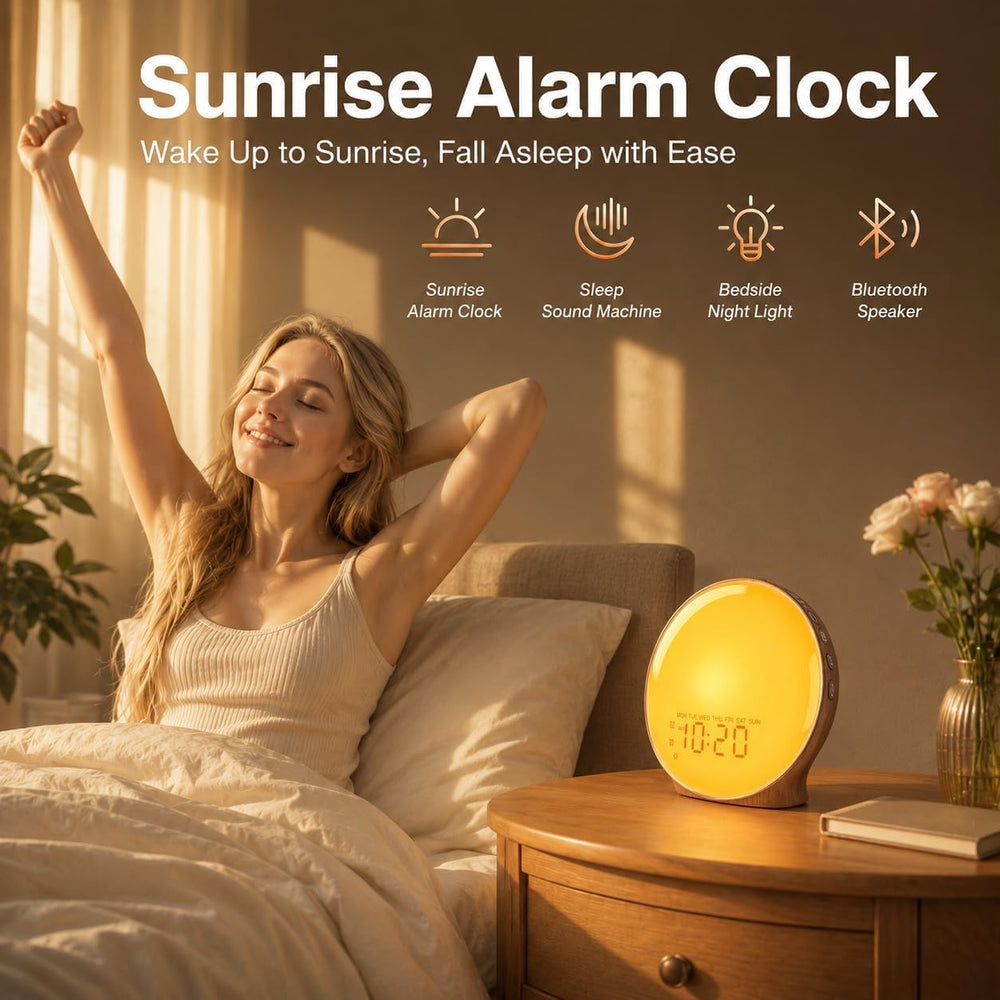 JALL Sunrise Alarm Clock for Bedrooms, Full-Screen Wake Up Light for Heavy Sl...