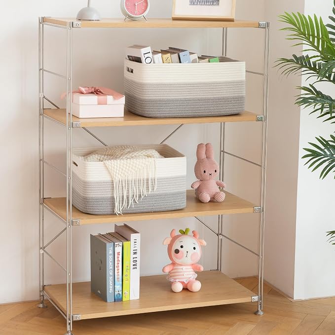 Large Storage Basket for Organizing, Woven Rope Basket for Shelves, Closet (3...
