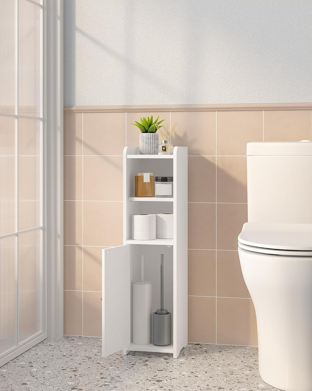 Hzuaneri Small Bathroom Storage Cabinet, Narrow Toilet Paper Cabinets