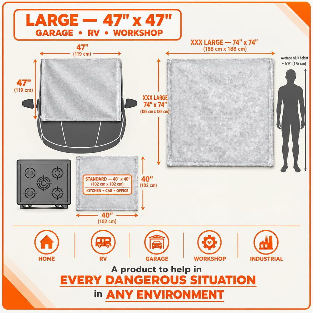 Fire Blanket - 1500F CE Certified Emergency Fire Blanket for Home & Kitchen