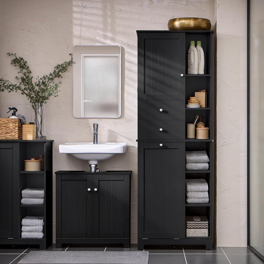 SoBuy Tall Tilt-Out Laundry Hamper Cabinet with Removable Basket and Shelves,...