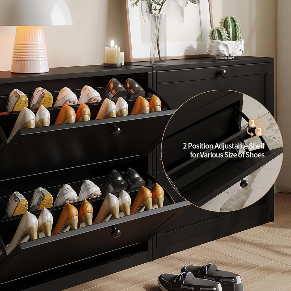 VOWNER Shoe Cabinet with 2 Flip Drawers, Freestanding Shoe Storage Cabinet wi...