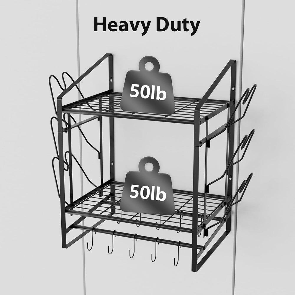 VyGrow 17 Inch Pot Rack Wall Mounted, 2 Tier Pots and Pans Organizer with 10 ...
